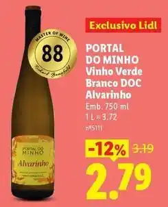 Lidl Master - vinho verde branco doc alvariinho promoção