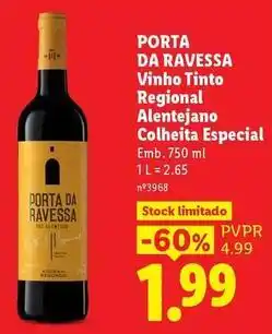 Lidl Porta da ravessa - vinho tinto regional alentejano colheita especial promoção