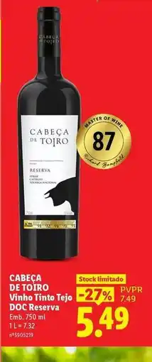 Lidl Cabeça de toiro - vino tinto tejo doc reserva promoção