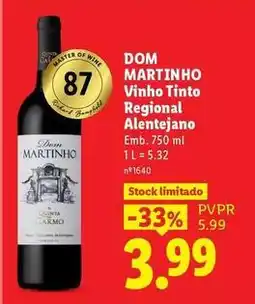 Lidl Dom martinho - vinho tinto regional alentejano promoção
