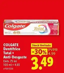 Lidl Colgate - dentifrico total + anti-desgaste promoção
