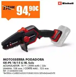 Armazéns Reis Motoserra podadora einhell ge-ps 18/15 li bl solo promoção