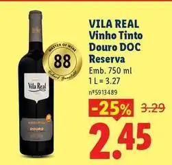 Lidl Vila real - vinho tinto douro doc reserva promoção