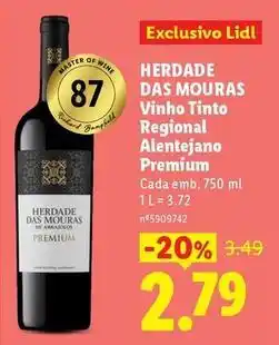 Lidl Master - vinho tinto regional alentejano premium promoção