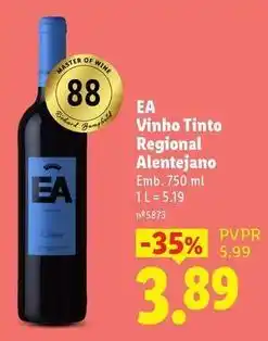 Lidl Ea - vinho tinto regional alentejano promoção
