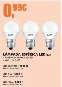 Armazéns Reis Lâmpada esférica led edm e27 promoção