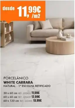 Armazéns Reis porcelânico white carrara natural - 1ª escolha retificado promoção