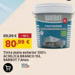 Leroy Merlin tinta mate exterior 100% acrilica branco barbot promoção