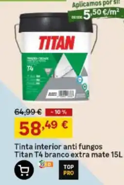 Leroy Merlin tinta interior anti fungos titan t4 branco extra mate promoção