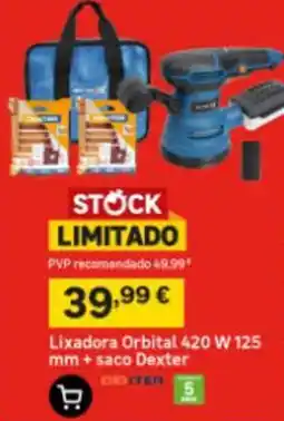 Leroy Merlin Lixadora orbital 420 w 125 mm + saco dexter promoção