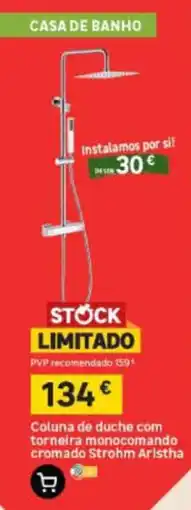 Leroy Merlin Coluna de duche com torneira monocomando cromado Strohm Aristha promoção