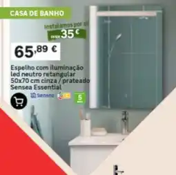 Leroy Merlin Espelho com iluminação led neutro retangular Sensea Essential promoção