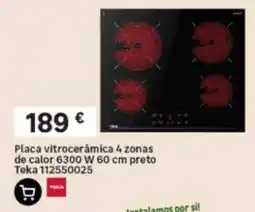 Leroy Merlin Placa vitrocerâmica 4 zonas Teka promoção