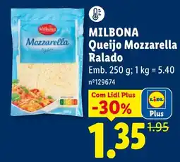 Lidl Milbona queijo mozzarella ralado promoção