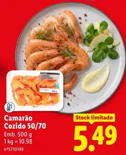 Lidl Camarão Cozido 50/70 promoção