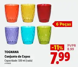 Lidl Tognana conjunto de copos promoção