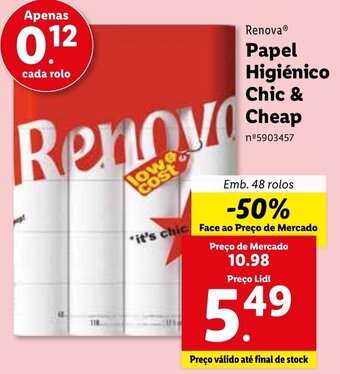 Lidl Renova Papel Higiénico Chic & Cheap 48 Rolos promoção