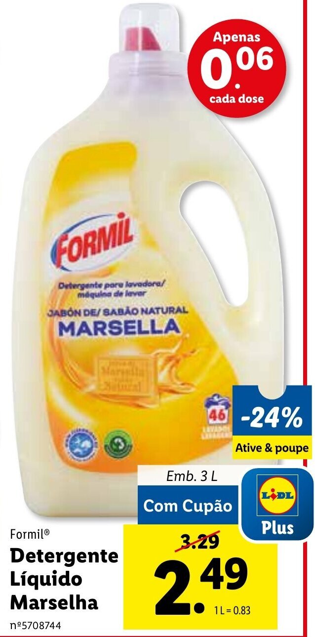 Promoção Formil Detergente Líquido Marselha 3L em Lidl