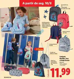 Lidl Conjunto Mochila, Saco e Estojo Escolar promoção