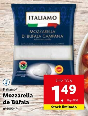 Lidl Italiamo Mozzarella de Búfala 125g promoção