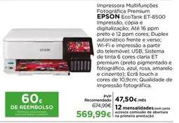 El Corte Inglés Impressora Multifunções Fotográfica Premium Epson EcoTank ET-8500 promoção
