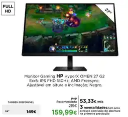 El Corte Inglés Monitor Gaming HP HyperX OMEN 27 G2 promoção
