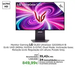 El Corte Inglés Monitor Gaming LG OLED UltraGear 32GS95UV-B promoção