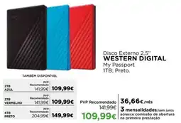 El Corte Inglés disco externo 2,5" western digital my passport 1tb; preto promoção