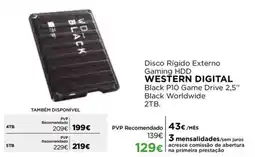 El Corte Inglés disco rígido externo gaming hdd western digital black p10 game drive 2,5" black worldwide 2tb promoção