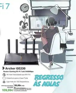 El Corte Inglés Archer GE230 Router Gaming Wi-Fi 7 até 3600Mbps promoção
