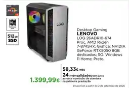 El Corte Inglés Desktop Gaming Lenovo promoção