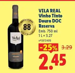 Lidl VILA REAL Vinho Tinto Douro DOC Reserva promoção