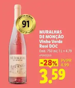 Lidl MURALHAS DE MONÇÃO Vinho Verde Rosé DOC promoção
