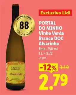Lidl PORTAL DO MINHO Vinho Verde Branco DOC Alvarinho promoção