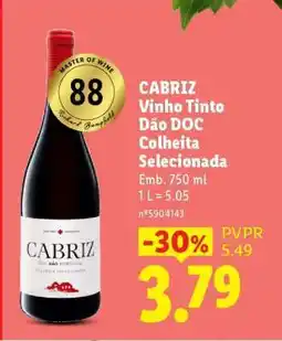 Lidl Cabriz Vinho Tinto Dão DOC Colheita Selecionada promoção