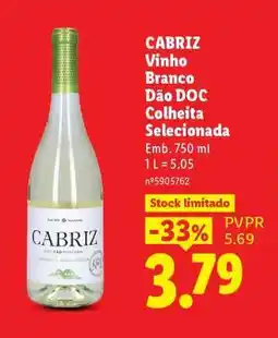 Lidl Cabriz Vinho Branco Dão DOC Colheita Selecionada promoção