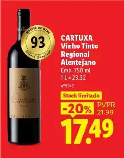 Lidl CARTUXA Vinho Tinto Regional Alentejano promoção