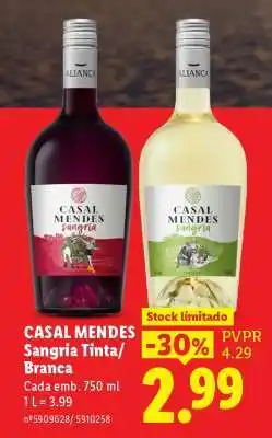 Lidl Casal Mendes Sangria Tinta/Branca promoção
