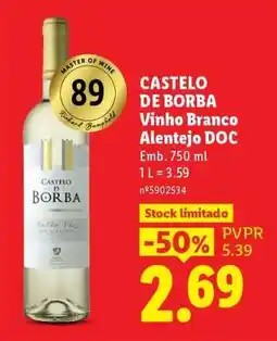 Lidl CASTELO DE BORBA Vinho Branco Alentejo DOC promoção