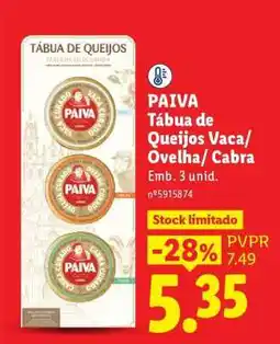 Lidl PAIVA Tábua de Queijos Vaca/Ovelha/Cabra promoção