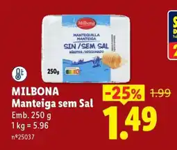 Lidl MILBONA Manteiga sem Sal promoção