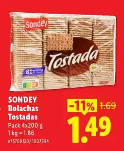 Lidl Sondey Bolachas Tostadas promoção