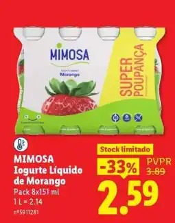 Lidl MIMOSA Iogurte Líquido de Morango promoção