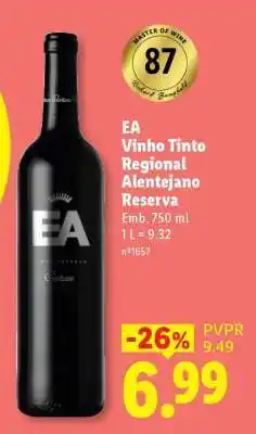 Lidl EA Vinho Tinto Regional Alentejano Reserva promoção