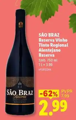 Lidl SÃO BRAZ Reserva Vinho Tinto Regional Alentejano Reserva promoção