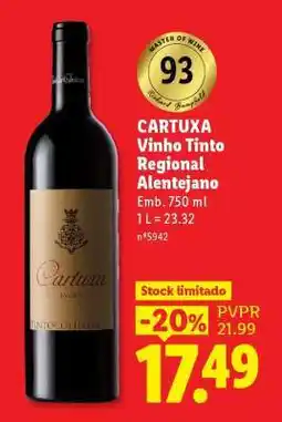 Lidl CARTUXA Vinho Tinto Regional Alentejano promoção