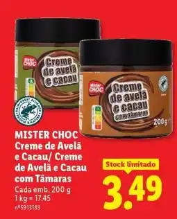 Lidl MISTER CHOC Creme de Avelã e Cacau/ Creme de Avelã e Cacau com Tâmaras promoção