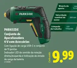 Lidl PARKSIDE Conjunto de Aparafusadora 4 V com Acessórios promoção