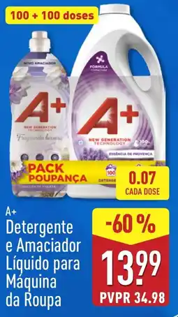 ALDI A+ Detergente e Amaciador Líquido para Máquina da Roupa promoção
