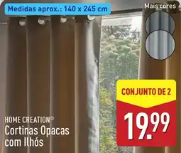ALDI home creation cortinas opacas com ilhós promoção